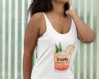 Tequila Tank, Funny Drink Tank Top, Funny Tank Top, Tequila Sunrise, Coctail Shirt