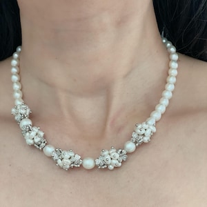 Flower Baroque Pearl Statement Necklace, Unique Style, Vintage Jewelry, Gift for Valentine’s Day Mother’s Day