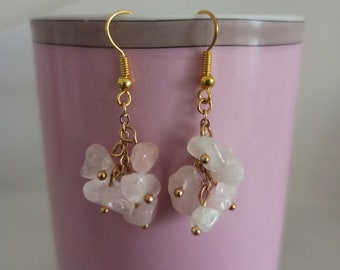 Rose quartz cluster earrings