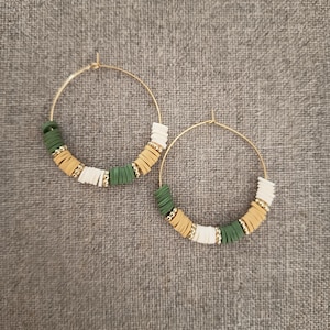 Heishi Flat Pearl Hoop Earrings