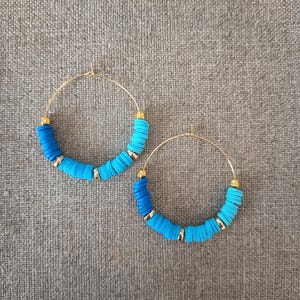 Heishi pearl hoop earrings