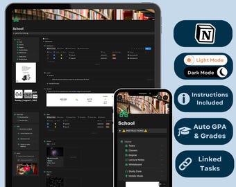 Ultimate Student School Hub | Notion Template for Class, Tasks & AI | Stanford Notes, Study Zone, Pomodoro + Mobile View | Digital Download