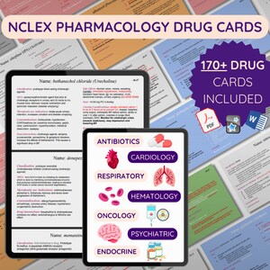 NCLEX Pharmacology Drug Cards for Nursing School Commonly Prescribed ...