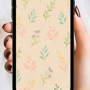 Fondo de pantalla y pantalla de bloqueo de iPhone floral elegante beige