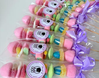 Personalised Sweetie Kebab: Party Favour with Custom Sticker
