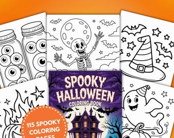 115 páginas para colorear de Halloween para niños / Páginas para colorear de otoño imprimibles / Actividades de Halloween para niños / Descarga instantánea