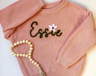 Embroidered Custom Sweater Personalized Hand Embroidered Toddler Sweaters Unique Baby Gifts Newborn Gift Birthday Gift Baby Girl Boy