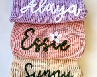 Custom Name Baby Sweater Personalized Hand Embroidered Toddler Sweaters Unique Baby Gifts Newborn Gift Birthday Gift Baby Girl Boy