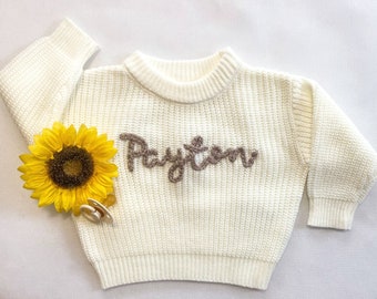 Custom Name Baby Sweater Personalized Hand Embroidered Toddler Sweaters Unique Baby Gifts Newborn Gift  Birthday Gift Baby Girl Boy