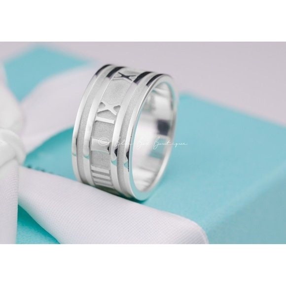 100% Authentic Tiffany and Co. Ring Men's Atlas Roman Numerals
