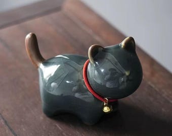 Pet à thé en céramique en forme de cloche pour chaton