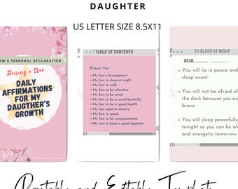 Prayers & Affirmations for Daughter, Editable Canva Template (PLR)