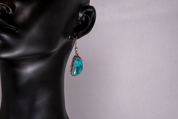 Vintage Dragon Skin Turquoise 925 Sterling Silver… - image 1