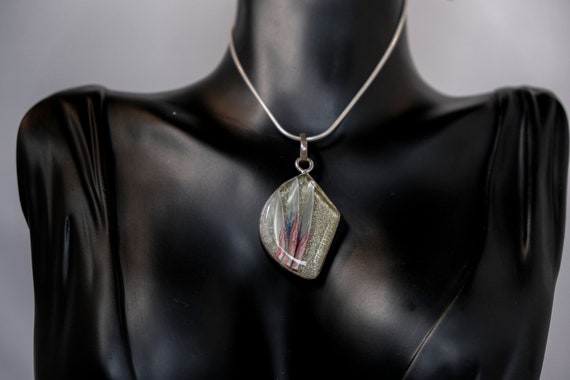 Vintage Dichroic Glass Sterling Silver Necklace - image 1