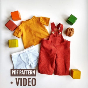 Video Tutorial+PDF pattern on how to make doll clothes(T-shirt, overalls, boxers)DIY boy doll clothes,waldorf doll clothes pattern&tutorial