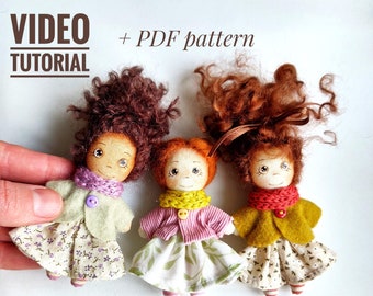 PDF-patroon miniatuurpop en videotutorial, 3" pocketpoppenbroche