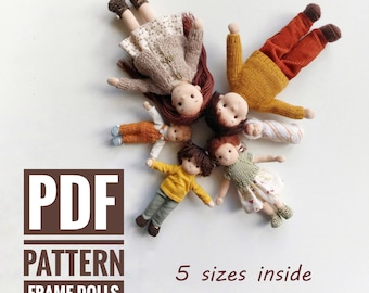 PDF Pattern 5 sizes Frame Doll. Waldorf Inspired Doll. DIY Natural Fiber Art Doll. Dollhouse Dolls Pattern. Pocket Doll pattern