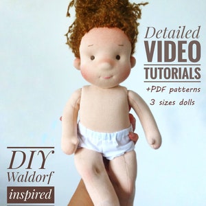 Tutoriel vidéo 3 tailles Poupée inspirée de Waldorf + Modèle de poupée en tissu PDF | Poupée artistique DIY en fibre naturelle