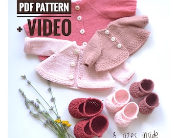 Tutoriel vidéo + patron PDF pour confectionner des vêtements de poupée tricotés (cardigan, chaussures) Vêtements de poupée DIY | Patron et tutoriel pour vêtements de poupée waldorf