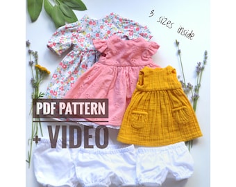 Samouczek wideo w formacie PDF, jak zrobić ubranka dla lalki (3 rodzaje sukienek, majteczki)/DIY ubranka dla lalek dla dziewczynek, wzór i samouczek ubranek dla lalek waldorfskich