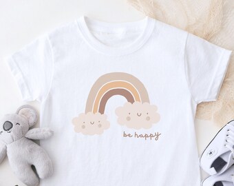 Be Happy Boho Kids Tshirt, Cute Kids Shirt, Trendy Kids Clothing