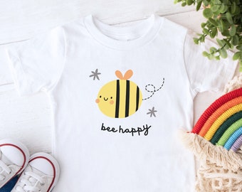 Bee Happy Kids Tshirt, Cute Kids Shirt, Trendy Kids Clothing