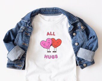 All Hugs Kids Tshirt, Cute Kids Shirt, Trendy Kids Clothing