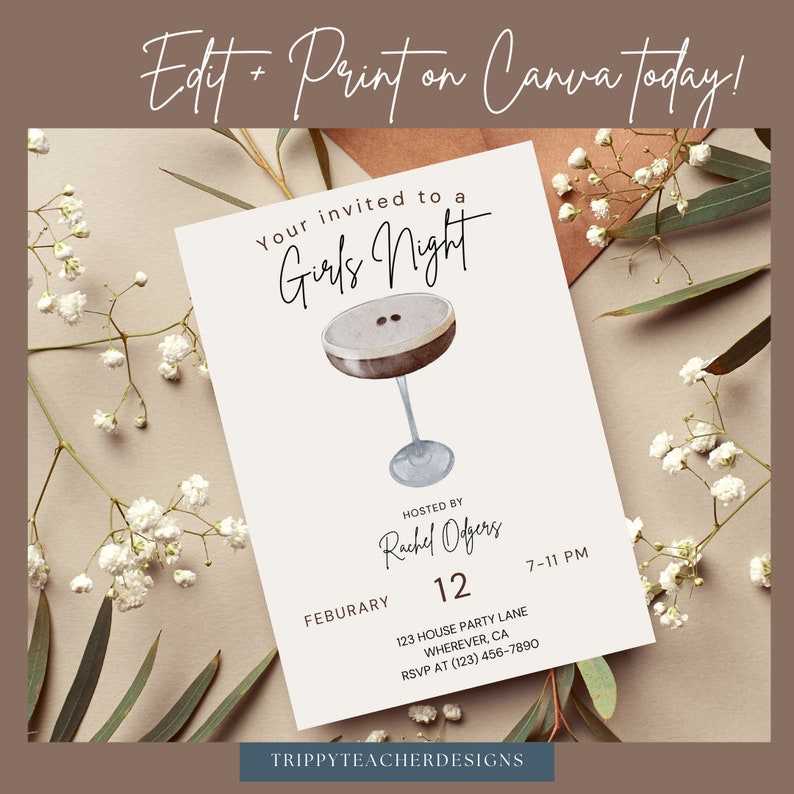 Girls Night Invitation Template, Printable Digital Download, Expresso ...