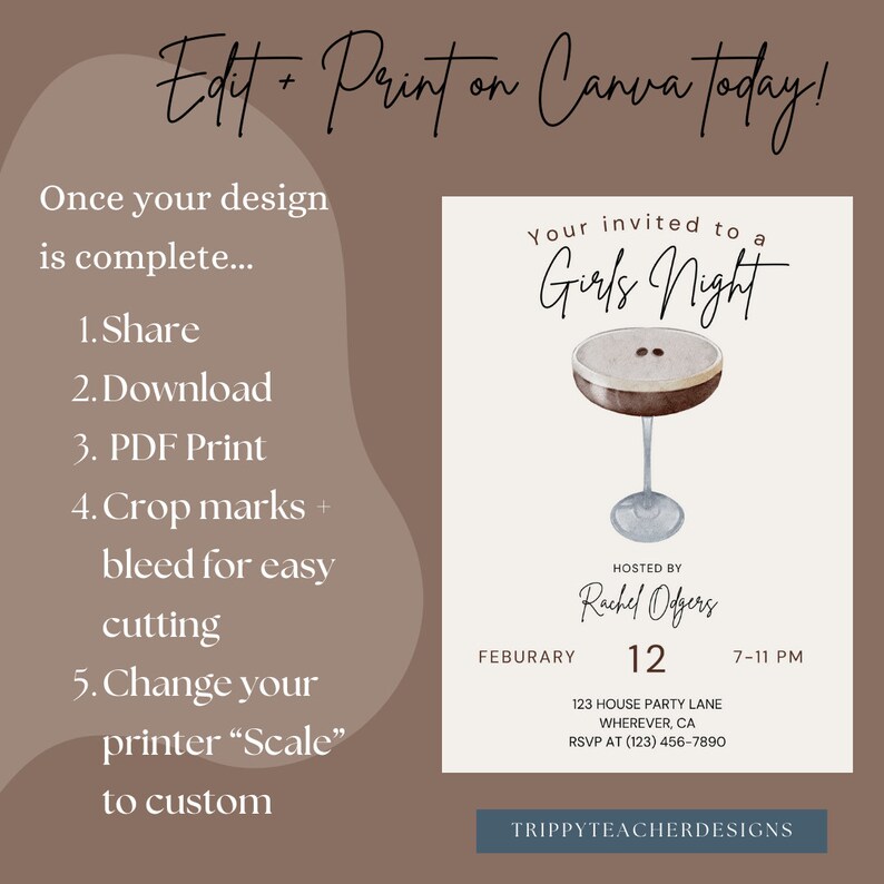Girls Night Invitation Template, Printable Digital Download, Expresso ...