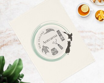 Cotton Tea Towel - Icons of New Zealand
