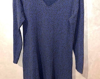 Gudrun Sjoden Organic Cotton Dress, Women’s Dark Blue Floral Tunic, Polka dot print, Size M