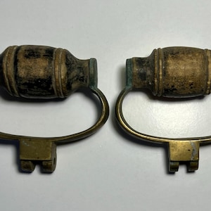 Antique Samovar Handles, Brass Bronze Wood Grip, Vintage Russian Soviet spare parts for samovar, Replacement Parts, unique drawer pulls