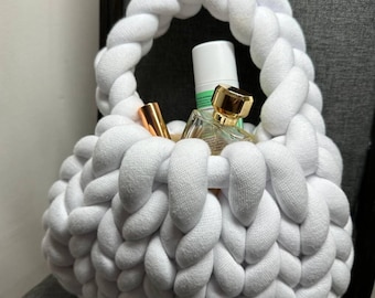 Sac Mandu en grosse maille fait main : fourre-tout de style coréen