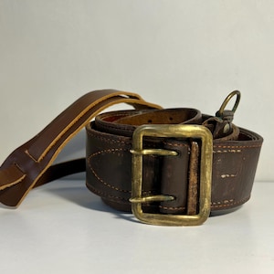 Soviet Army Officer Leather Belt, Original USSR Military Uniform Accessory 1968, Soldier Belt, Gold Brass Buckle