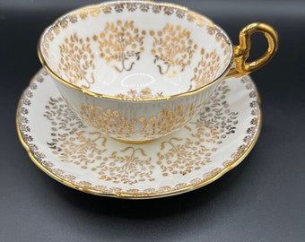Vintage 1930s Royal Grafton Bone China Tea Cup & Saucer Set UK Gold