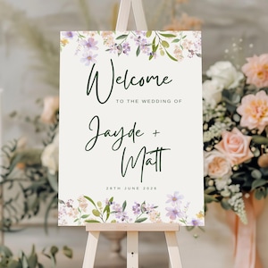 Personalised Wedding Welcome Sign | Floral Wedding Sign | Green Script Welcome Board | Wedding Reception Sign | Foam Board Sign UK
