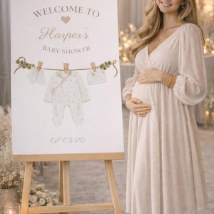ELEGANT Baby Shower Welcome Sign: PERSONALIZED Baby CLOTHES Theme Decor, Custom Foam Board image 7