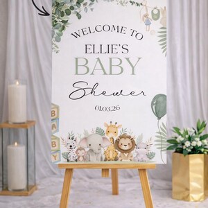 SAFARI BABY SHOWER Welcome Sign: Jungle Animal Decor, Personalized Foam Board Entrance Sign immagine 9