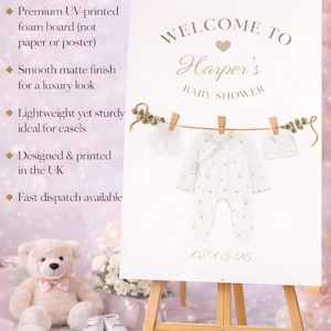 ELEGANT Baby Shower Welcome Sign: PERSONALIZED Baby CLOTHES Theme Decor, Custom Foam Board image 11