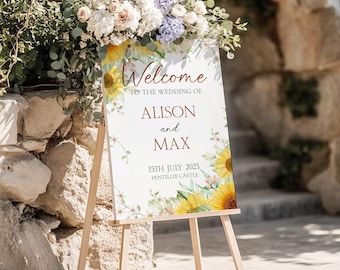 Welcome to the Wedding of -  Personalised Foam Board Sign - Custom Wedding Decor, Elegant Wedding Entrance Sign D33WB