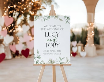 Welcome to the Wedding of -  Personalised Foam Board Sign - Custom Wedding Decor, Elegant Wedding Entrance Sign D72WB