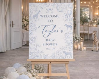 PERSONALIZED Baby Shower WELCOME SIGN: Safari Baby Shower Decor, Custom Foam Board Sign