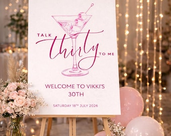 Personalized TALK THIRTY TO Me Birthday Sign: Pink Milestone Foam Board Décor