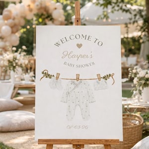 ELEGANT Baby Shower Welcome Sign: PERSONALIZED Baby CLOTHES Theme Decor, Custom Foam Board image 10