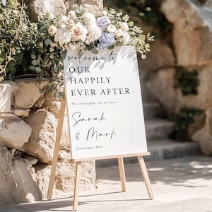 Welcome to the Wedding of Sign - Personalised Foam Board - Custom Wedding Decor, Elegant Wedding Entrance Sign Our Happily Ever After