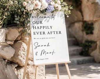 Welcome to the Wedding of Sign - Personalised Foam Board - Custom Wedding Decor, Elegant Wedding Entrance Sign Our Happily Ever After