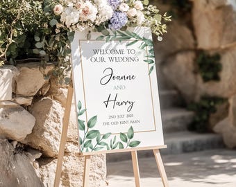 Welcome to the Wedding of -  Personalised Foam Board Sign - Custom Wedding Decor, Elegant Wedding Entrance Sign D83WB