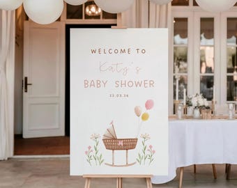 Personalised Baby Shower Welcome Sign, Rainbow Baby Shower Decor, Custom Name & Date, UV Printed Foam Board Sign BS23