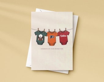 Congrats On Your Newest Fan Card: Minimalist Philly Sports Baby Greeting Card