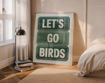 Stampa vintage dei Philadelphia Eagles: Let's Go Birds, decorazione murale retrò da football (download digitale)
